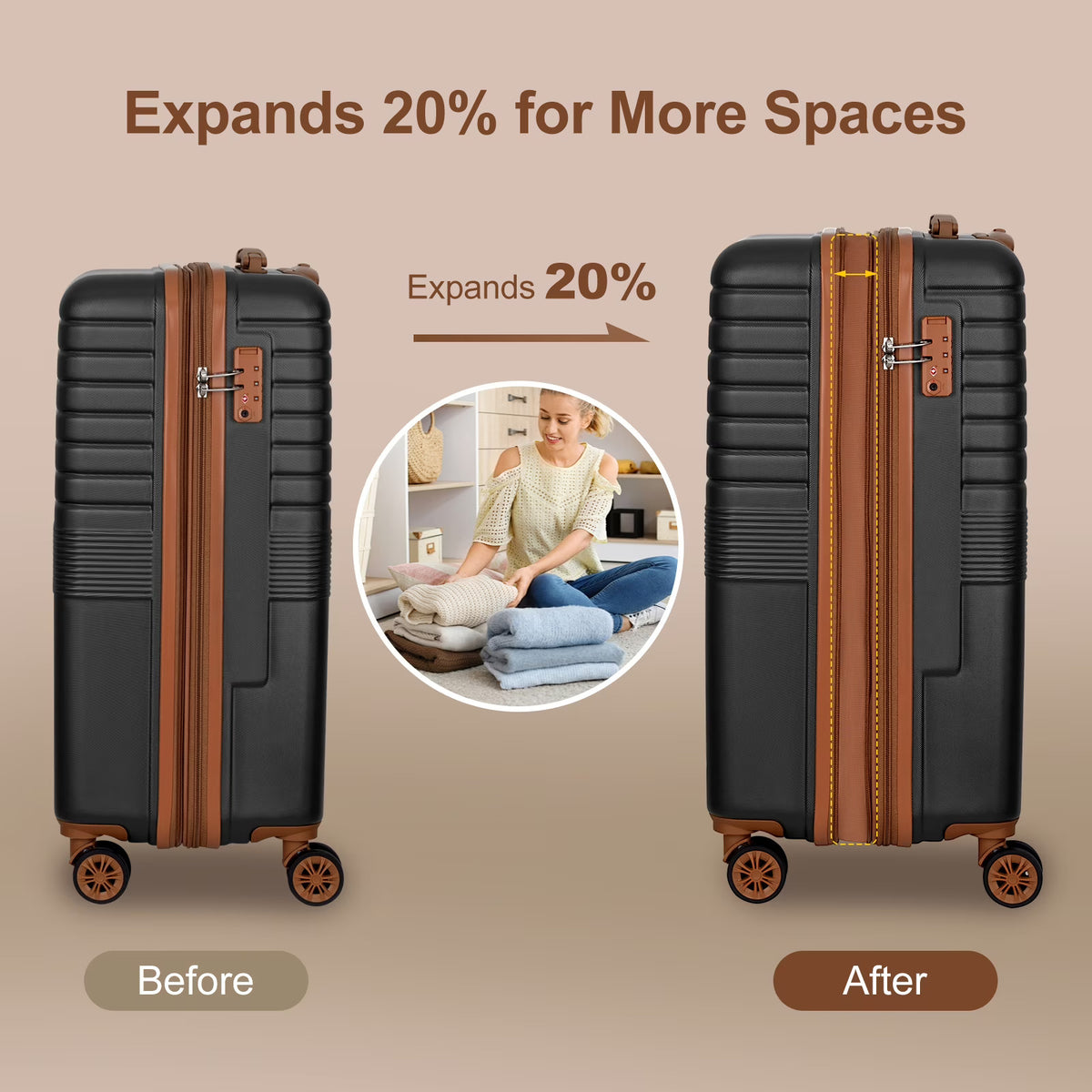 SUNSPIRE 22 Inch Carry On Luggage