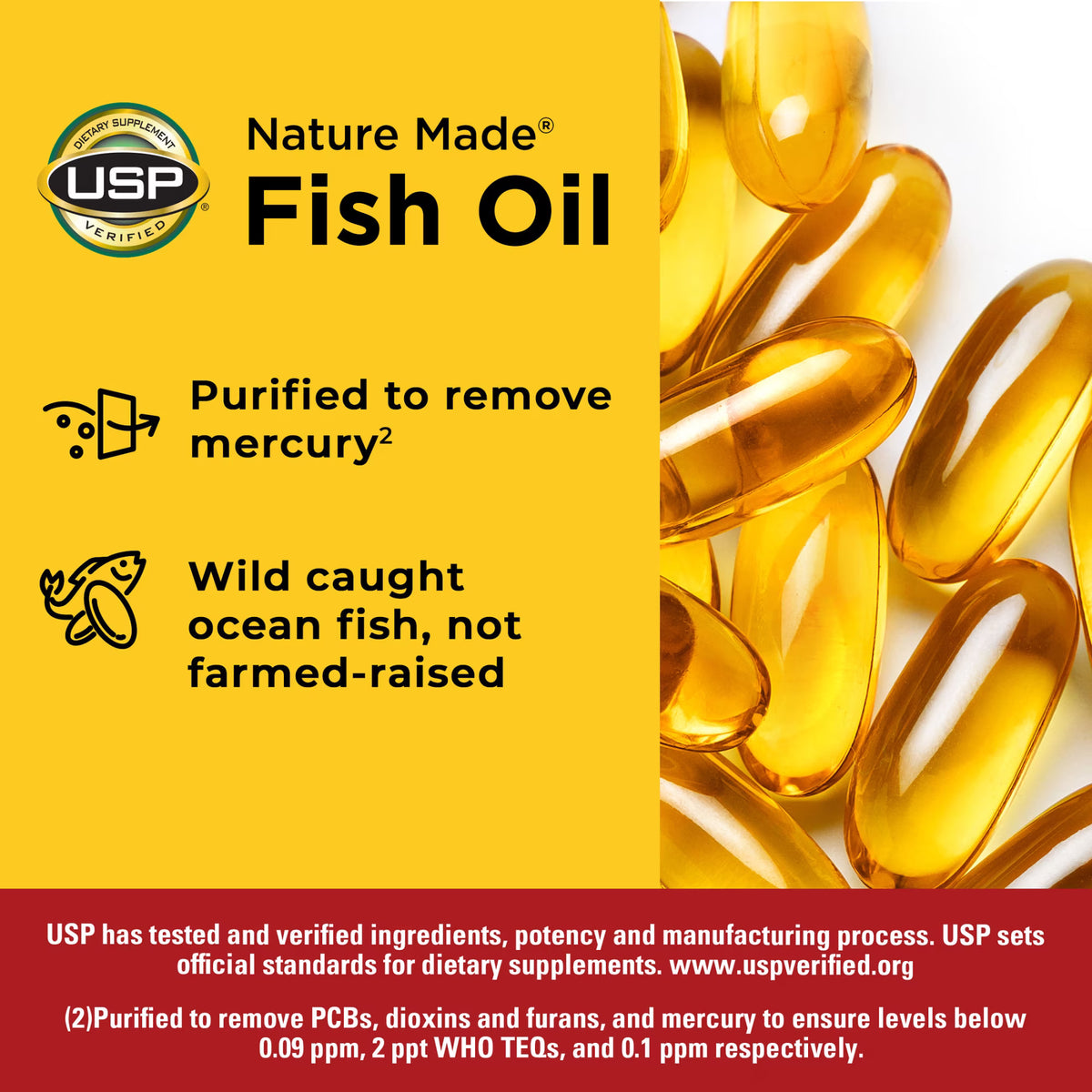 Nature Made Fish Oil 2400mg per Serving Softgels, Omega 3 Fish Oil Supplements