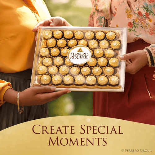 Ferrero Rocher Gourmet Hazelnut Milk Chocolate Gift Box, 24 Individually Wrapped Chocolates